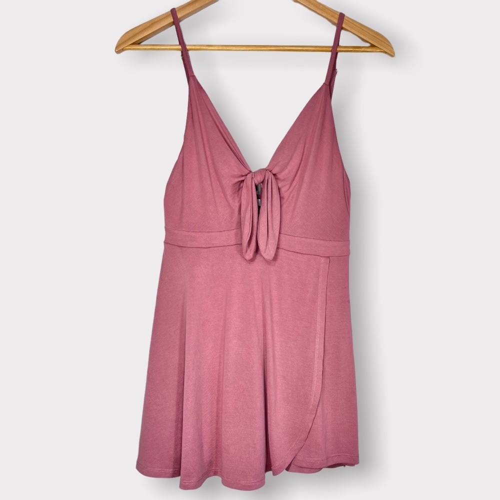 Urban Outfitters Tie-Front Skort Romper in Rose